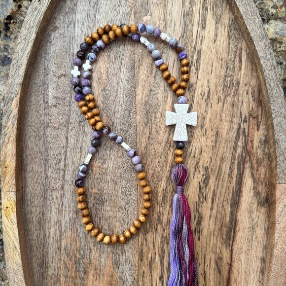 All Good Vibes Studio Jewelry - All Good Vibes Handmade Tassel Beaded Necklace (purple #2001)